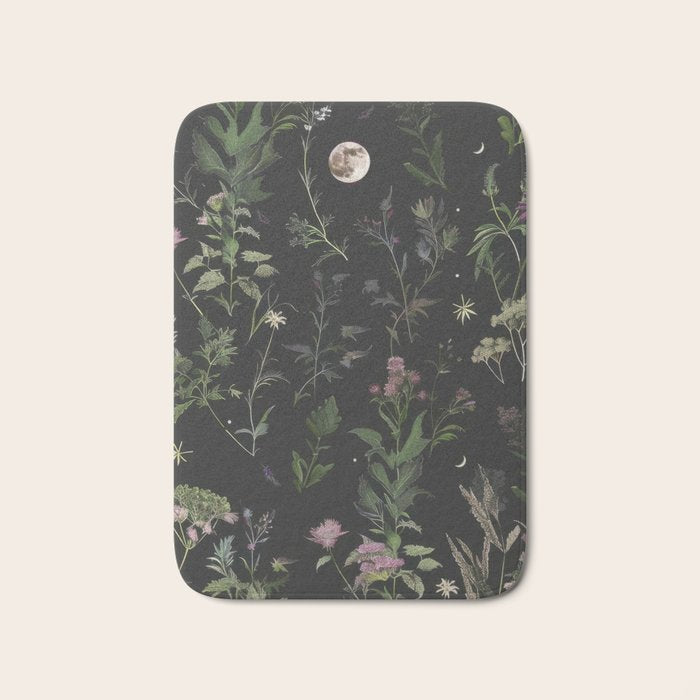 Full Moon Forest - Nighttime Botanical Garden Bath Mat Gallery Image 1