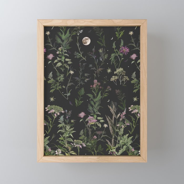 Full Moon Forest - Nighttime Botanical Garden Mini Art Print Gallery Image 1