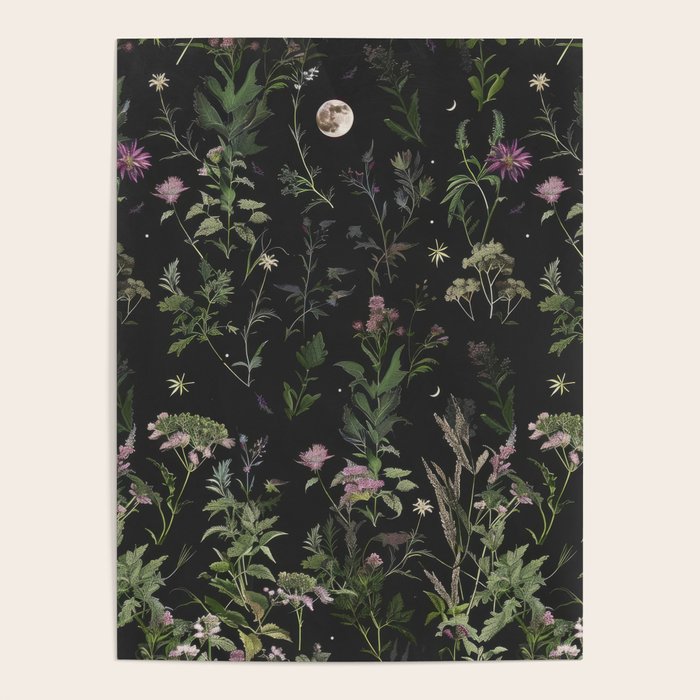 Full Moon Forest - Nighttime Botanical Garden Poster Gallery Image 1