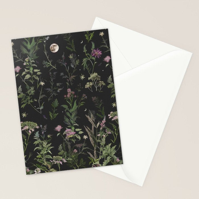 Full Moon Forest - Nighttime Botanical Garden Stationery Card Gallery Image 2