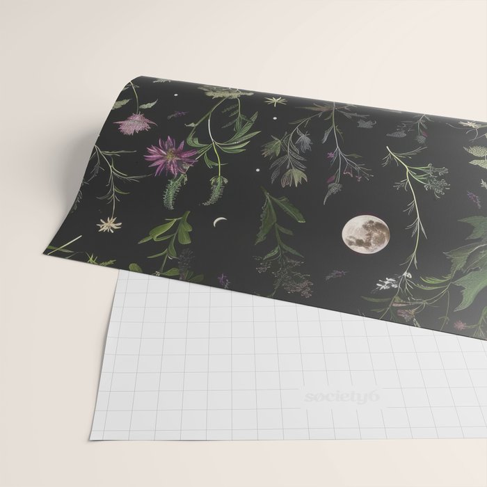 Full Moon Forest - Nighttime Botanical Garden Wrapping Paper Gallery Image 2