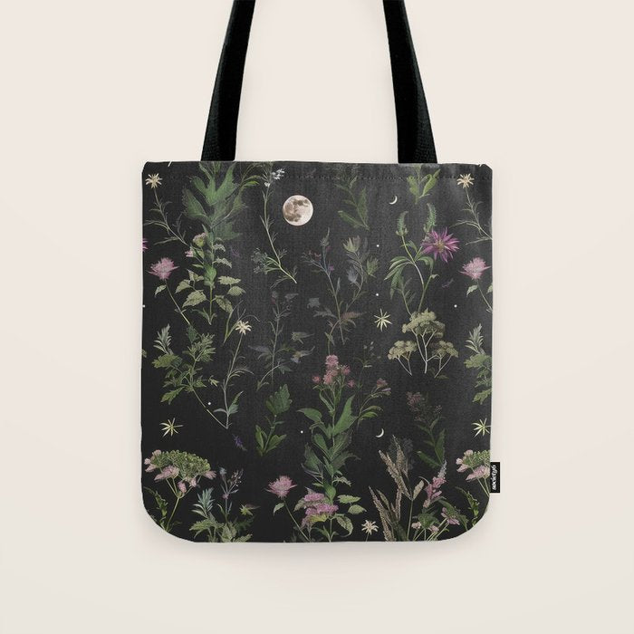 Full Moon Forest - Nighttime Botanical Garden Tote Bag Gallery Image 1