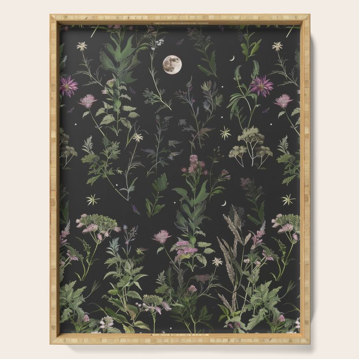 Full Moon Forest - Nighttime Botanical Garden Serving Tray Gallery Image 1