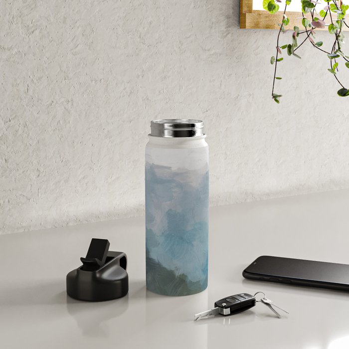 Keep Going - Abstract Painting, Gray Blue Navy Green Nature Mountain Hiking Print, Modern Wall Art Water Bottle Gallery Image 4