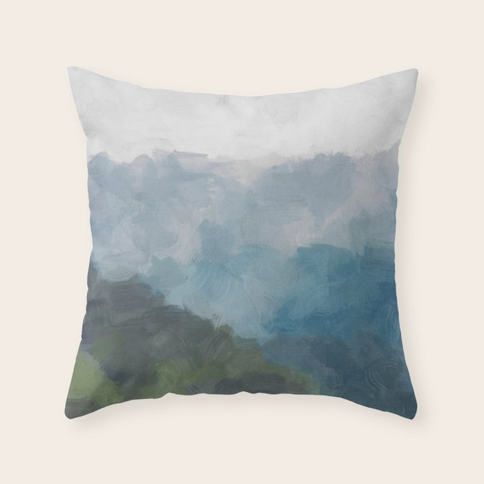 Keep Going - Abstract Painting, Gray Blue Navy Green Nature Mountain Hiking Print, Modern Wall Art Throw Pillow Gallery Image 6
