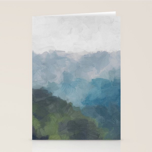 Keep Going - Abstract Painting, Gray Blue Navy Green Nature Mountain Hiking Print, Modern Wall Art Stationery Card Gallery Image 2