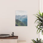 Keep Going - Abstract Painting, Gray Blue Navy Green Nature Mountain Hiking Print, Modern Wall Art Poster Gallery Image 2