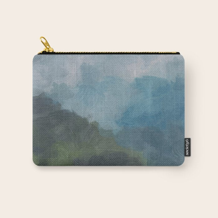 Keep Going - Abstract Painting, Gray Blue Navy Green Nature Mountain Hiking Print, Modern Wall Art Carry All Pouch Gallery Image 1