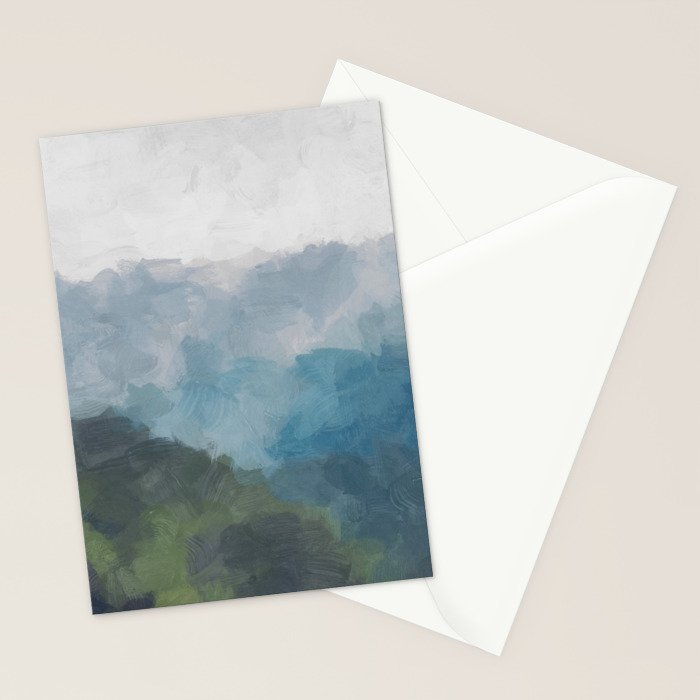 Keep Going - Abstract Painting, Gray Blue Navy Green Nature Mountain Hiking Print, Modern Wall Art Stationery Card Gallery Image 2