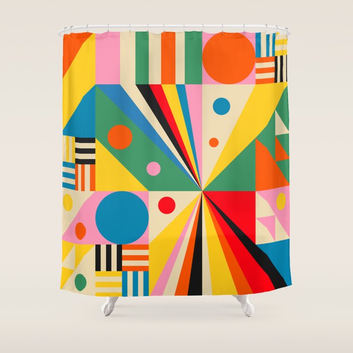 Colorful Happy Dancing Shower Curtain Gallery Image 1