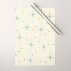 Mid Century Modern Stars Teal Wrapping Paper Gallery Image 1