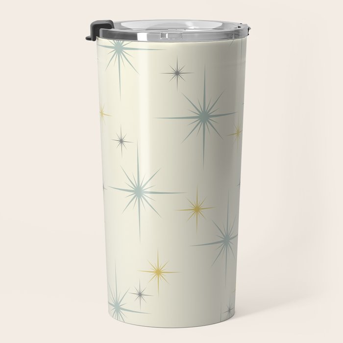 Mid Century Modern Stars Teal Travel Mug Gallery Image 3
