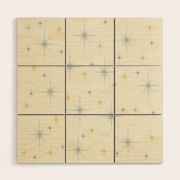 Mid Century Modern Stars Teal Wood Wall Art Gallery Image 1