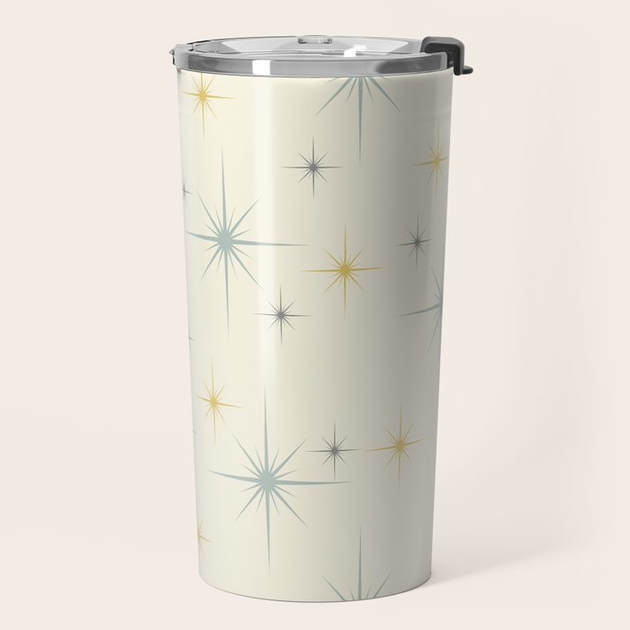Mid Century Modern Stars Teal Travel Mug Gallery Image 2