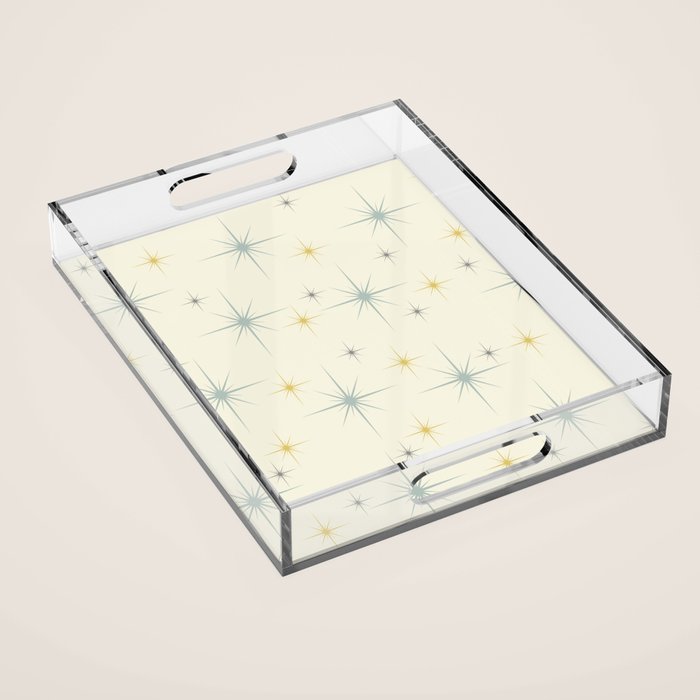 Mid Century Modern Stars Teal Acrylic Tray Gallery Image 1