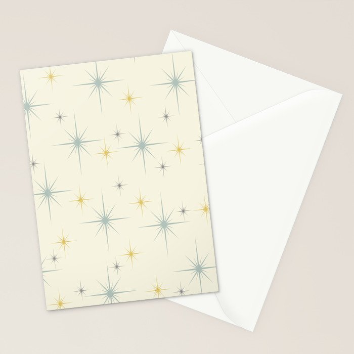 Mid Century Modern Stars Teal Stationery Card Gallery Image 2