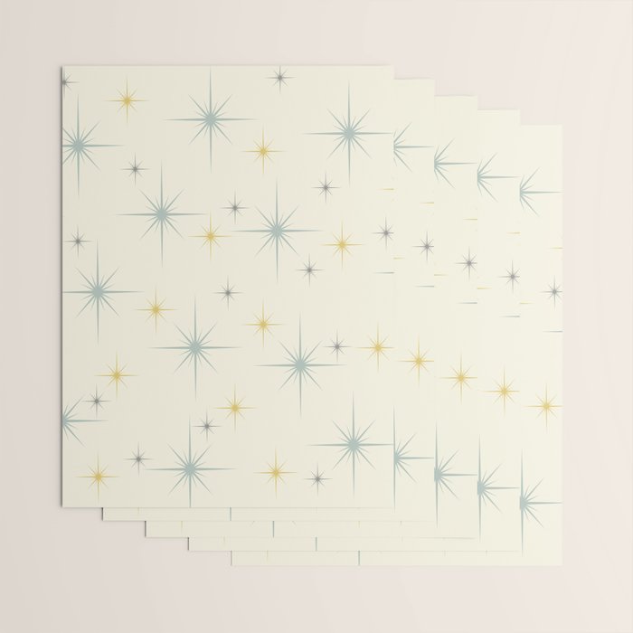 Mid Century Modern Stars Teal Wrapping Paper Gallery Image 3