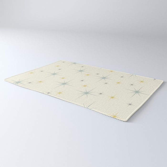 Mid Century Modern Stars Teal Rug Gallery Image 3