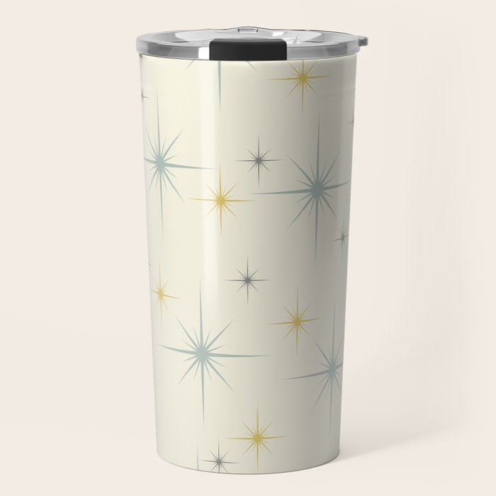 Mid Century Modern Stars Teal Travel Mug Gallery Image 1