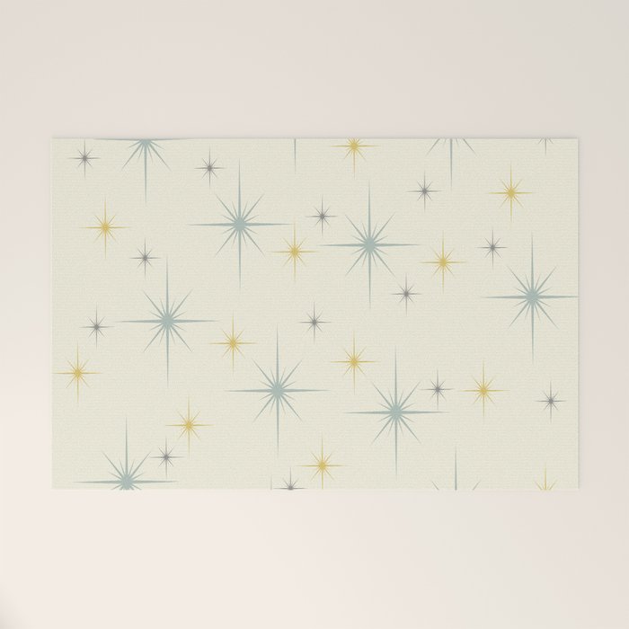Mid Century Modern Stars Teal Welcome Mat Gallery Image 1