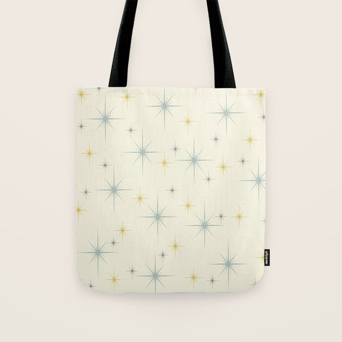 Mid Century Modern Stars Teal Tote Bag Gallery Image 1