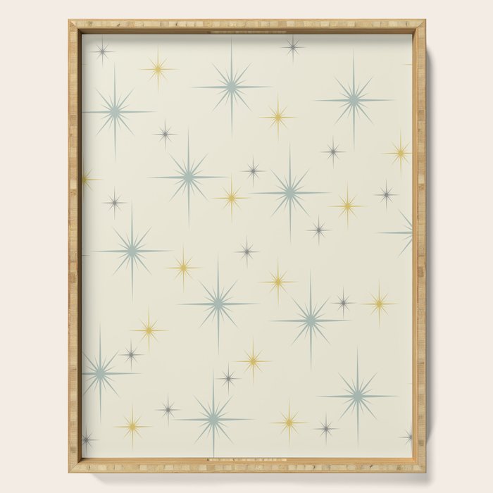 Mid Century Modern Stars Teal Serving Tray Gallery Image 1