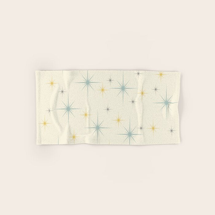 Mid Century Modern Stars Teal Bath Towel Gallery Image 1