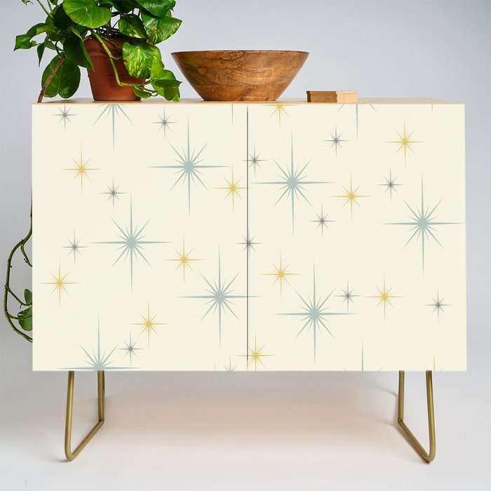 Mid Century Modern Stars Teal Credenza Gallery Image 1