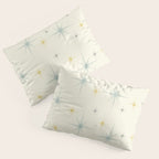 Mid Century Modern Stars Teal Pillow Sham Gallery Image 3