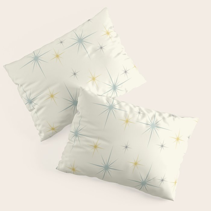 Mid Century Modern Stars Teal Pillow Sham Gallery Image 3