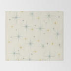 Mid Century Modern Stars Teal Throw Blanket Gallery Image 2