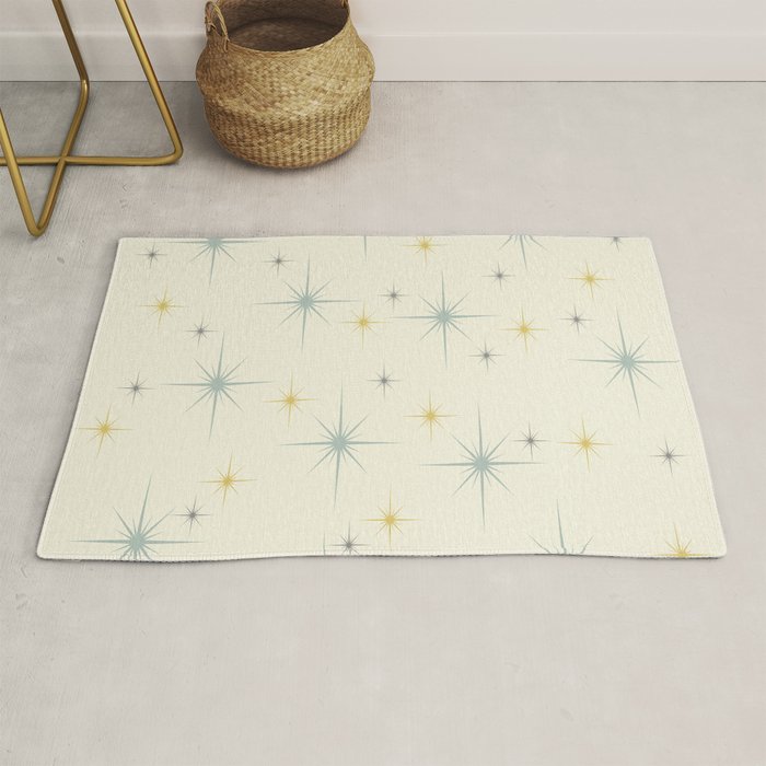 Mid Century Modern Stars Teal Rug Gallery Image 1