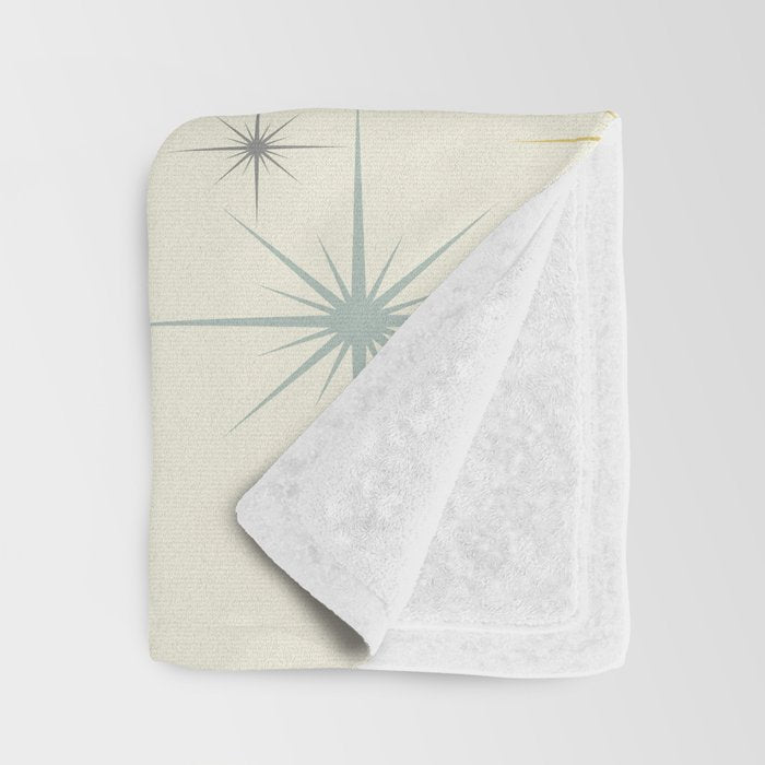 Mid Century Modern Stars Teal Throw Blanket Gallery Image 3