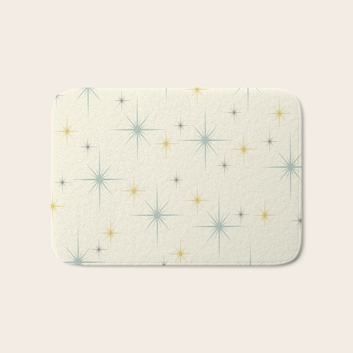 Mid Century Modern Stars Teal Bath Mat Gallery Image 1