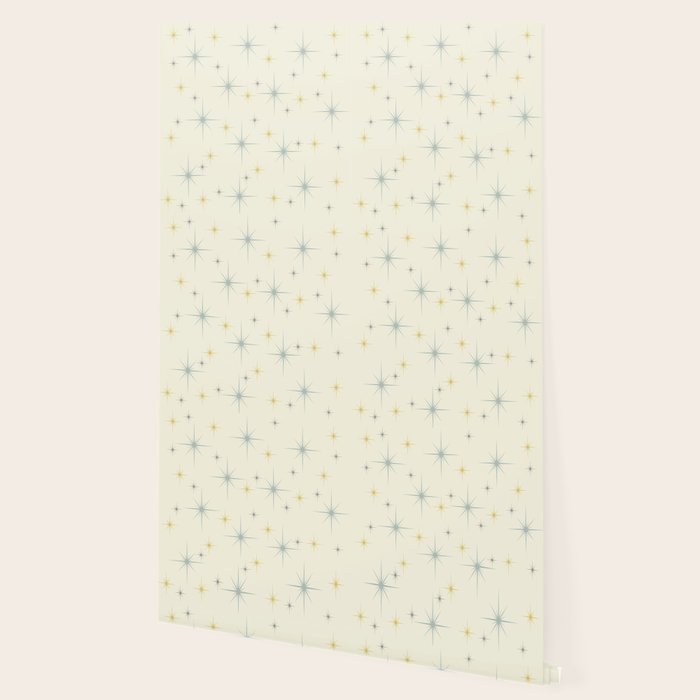 Mid Century Modern Stars Teal Wallpaper Gallery Image 2