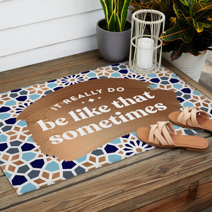 It Really Do Be Like That Sometimes â Blue & Rose Gold Outdoor Rug Gallery Image 2
