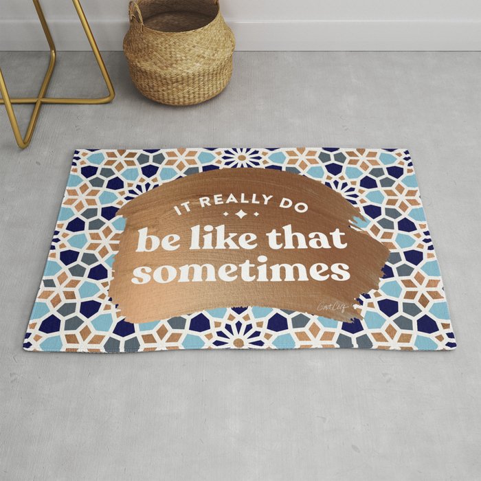 It Really Do Be Like That Sometimes â Blue & Rose Gold Rug Gallery Image 1