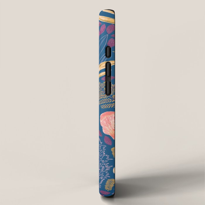 Forest Full of Wild Mushrooms in Navy Blue & Peach iPhone Case Gallery Image 2