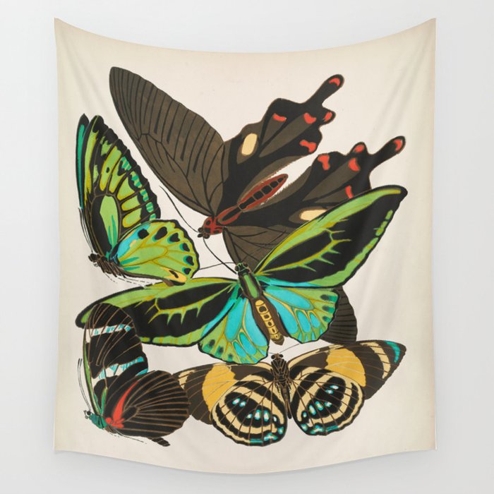 Vintage Butterfly Illustration EA Seguy Papillon Wall Tapestry Gallery Image 1