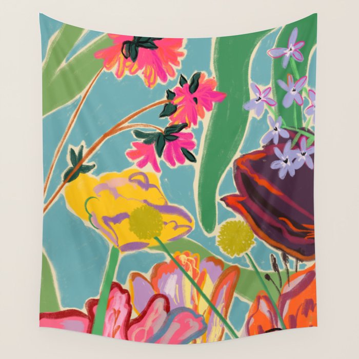 COLOURFUL TULIPS MEDITATION Wall Tapestry Gallery Image 4