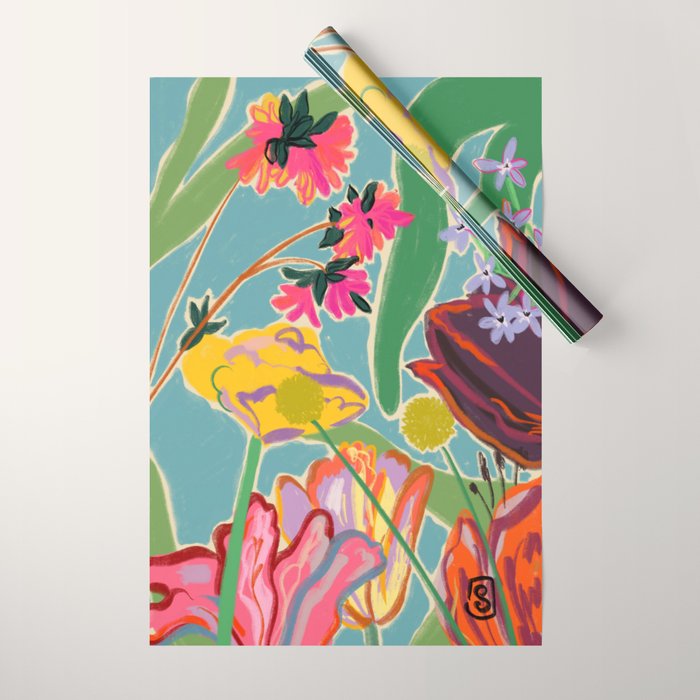 COLOURFUL TULIPS MEDITATION Wrapping Paper Gallery Image 1