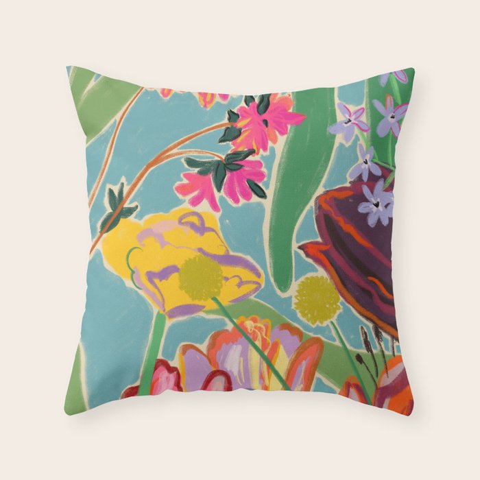 COLOURFUL TULIPS MEDITATION Throw Pillow Gallery Image 6