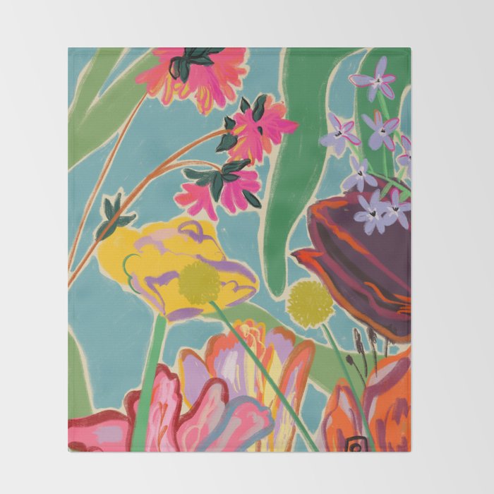 COLOURFUL TULIPS MEDITATION Throw Blanket Gallery Image 2