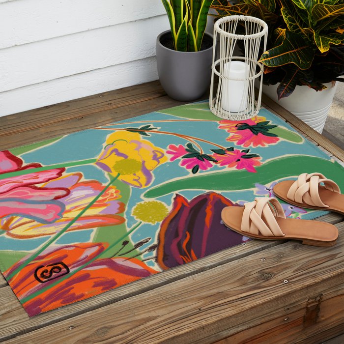 COLOURFUL TULIPS MEDITATION Outdoor Rug Gallery Image 2