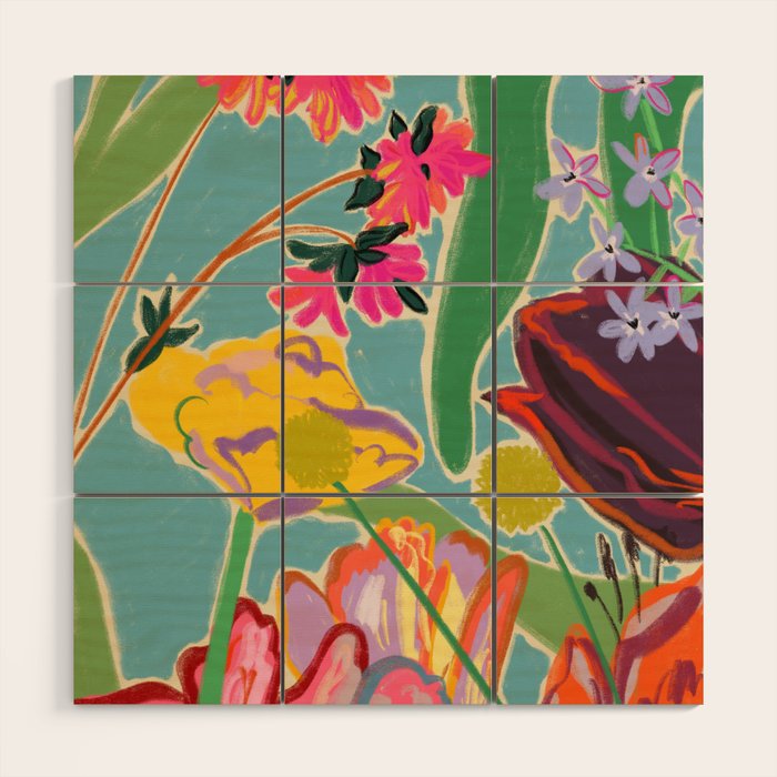 COLOURFUL TULIPS MEDITATION Wood Wall Art Gallery Image 1