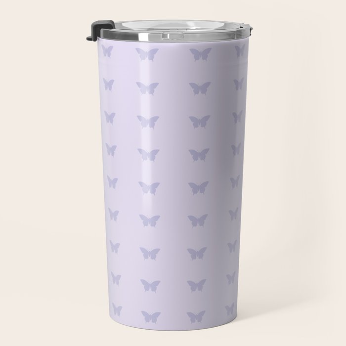 Butterfly Pattern - Lilac Purple Travel Mug Gallery Image 3