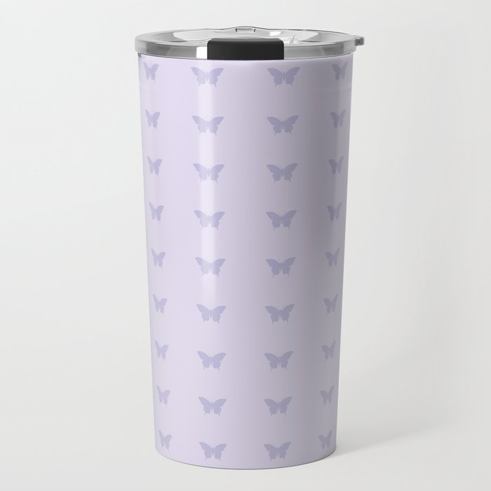 Butterfly Pattern - Lilac Purple Travel Mug Gallery Image 1