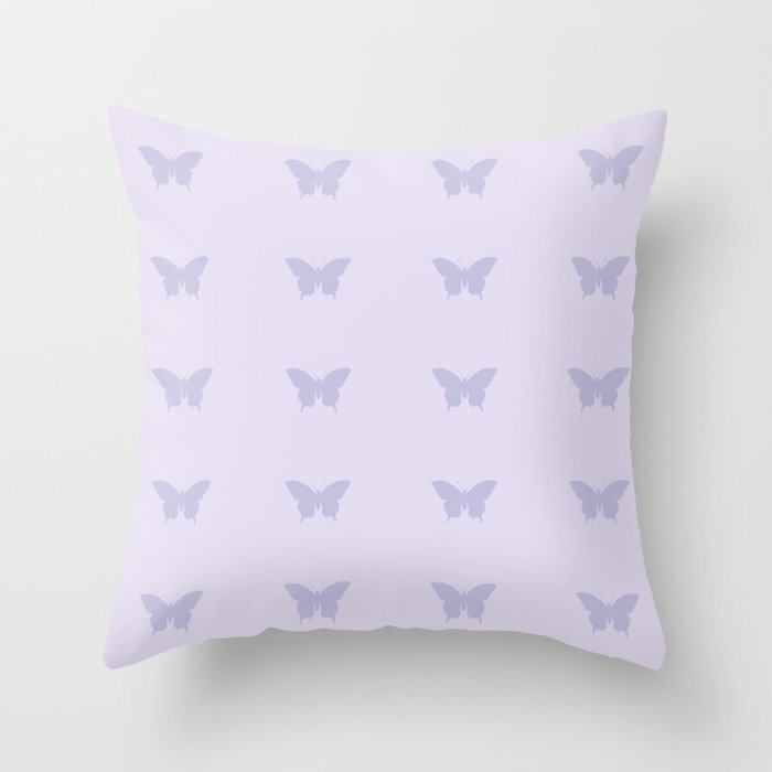 Butterfly Pattern - Lilac Purple Throw Pillow Gallery Image 6