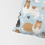 Rough Collie Dog Paws and Bones Pattern Pillow Sham Gallery Image 4