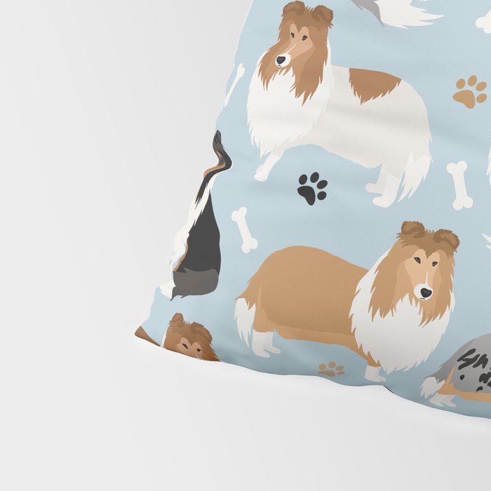 Rough Collie Dog Paws and Bones Pattern Pillow Sham Gallery Image 4